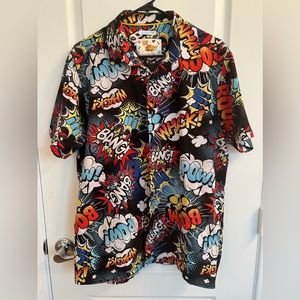 Oh Snap! Drill Clothing Co Comic Pop Art Button-Up Shirt Size Large L